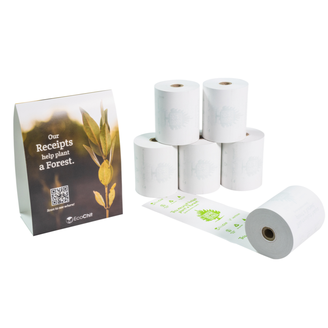 EcoChit 3-1/8" x 200' Pre-Printed Eco-Friendly Thermal Rolls, Every Case Plants Two Trees, Case of 25